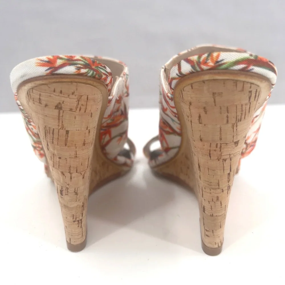 Nicole Miller Artelier Waylon Womens Cork Wedge Mule Floral Bird of Paradise 6.5